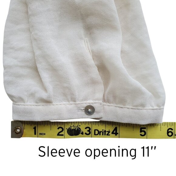 Zara Silk Organza Blouse Ruffle Front Sheer 3/4 Sleeve Cream Fairy Size L - Picture 15 of 16